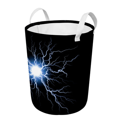 Lightning Spark Print Round Laundry Basket