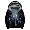 Lightning Spark Print Sherpa Lined Zip Up Hoodie