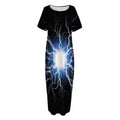 Lightning Spark Print Short Sleeve Long Nightdress