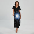 Lightning Spark Print Short Sleeve Maxi Dress