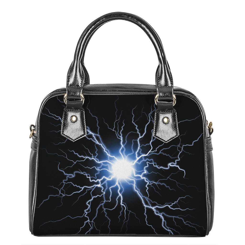 Lightning Spark Print Shoulder Handbag