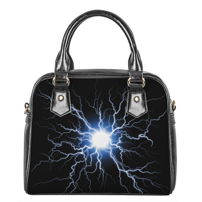 Lightning Spark Print Shoulder Handbag