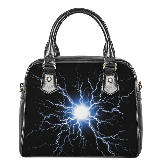 Lightning Spark Print Shoulder Handbag