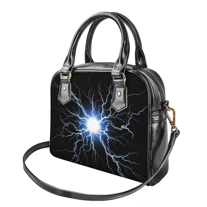 Lightning Spark Print Shoulder Handbag