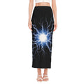 Lightning Spark Print Side Slit Maxi Skirt
