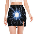 Lightning Spark Print Side Slit Mini Skirt