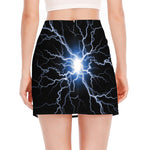 Lightning Spark Print Side Slit Mini Skirt