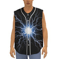 Lightning Spark Print Sleeveless Baseball Jersey
