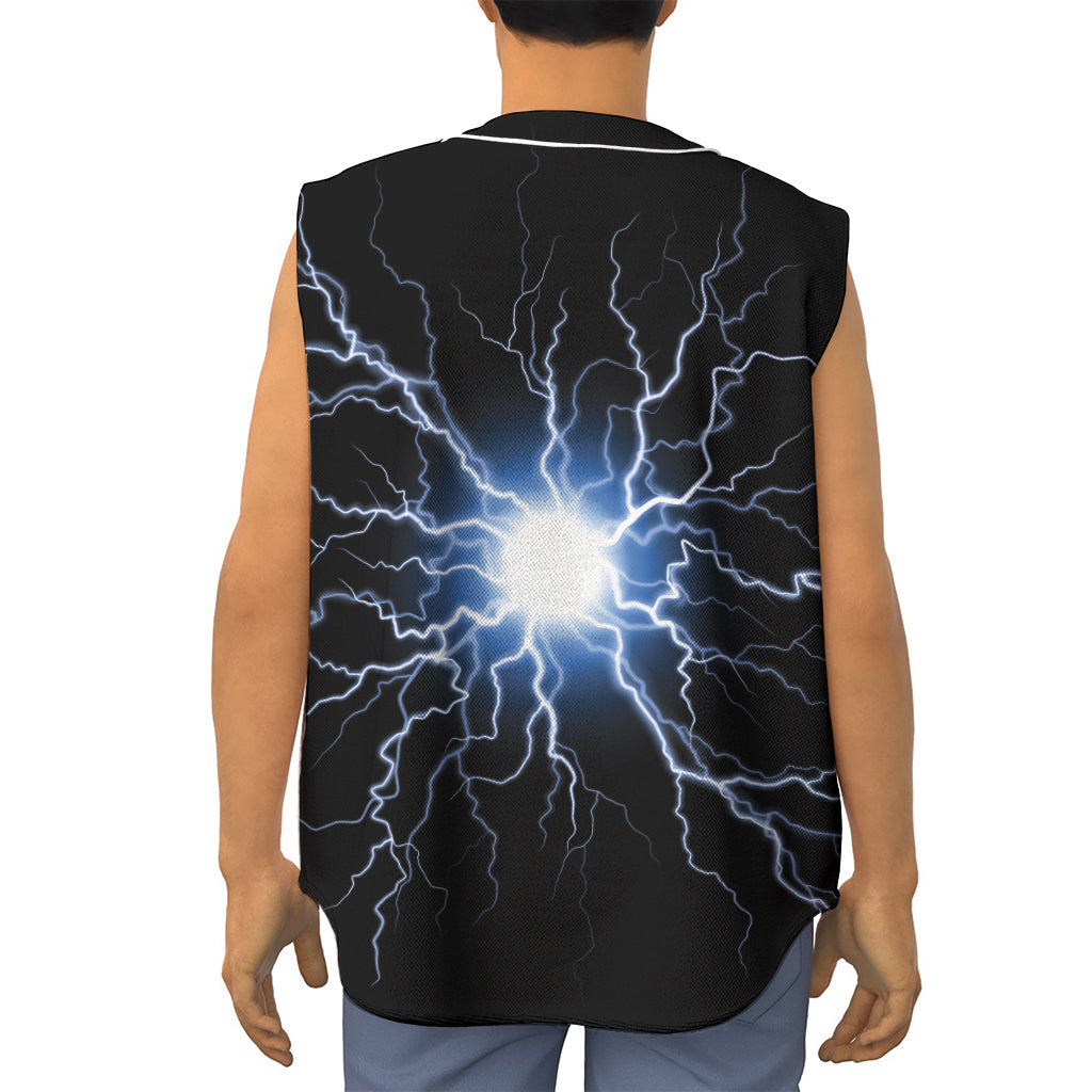 Lightning Spark Print Sleeveless Baseball Jersey