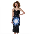 Lightning Spark Print Slim Fit Midi Cami Dress