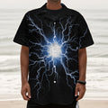 Lightning Spark Print Textured Short Sleeve Shirt