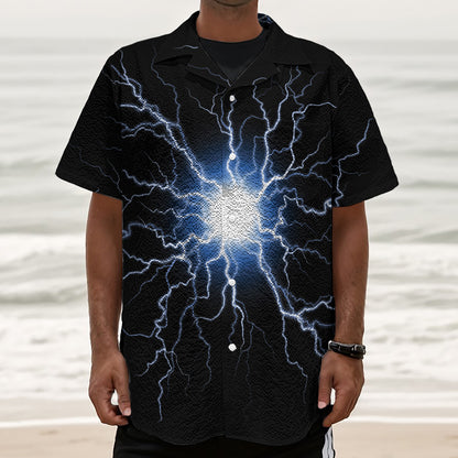 Lightning Spark Print Textured Short Sleeve Shirt