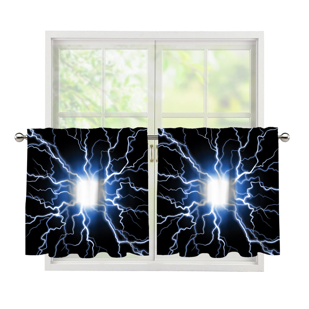 Lightning Spark Print Tier Curtains