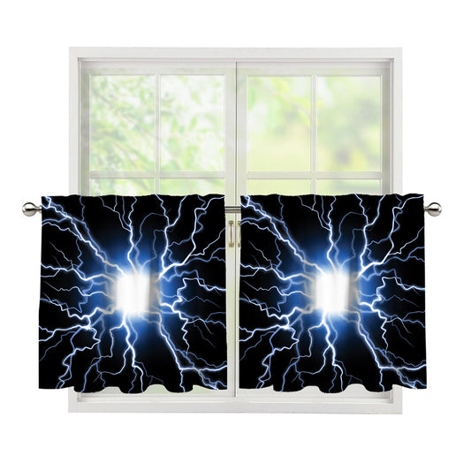 Lightning Spark Print Tier Curtains