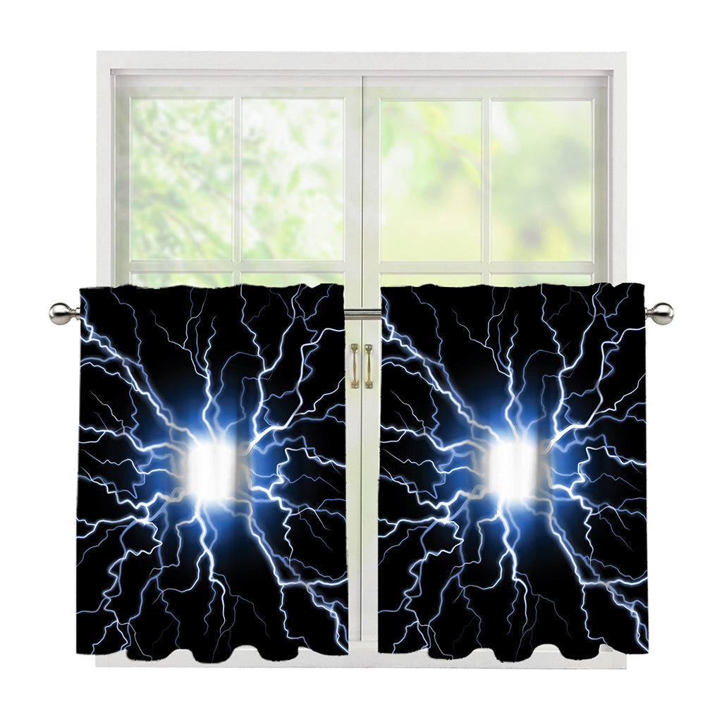 Lightning Spark Print Tier Curtains