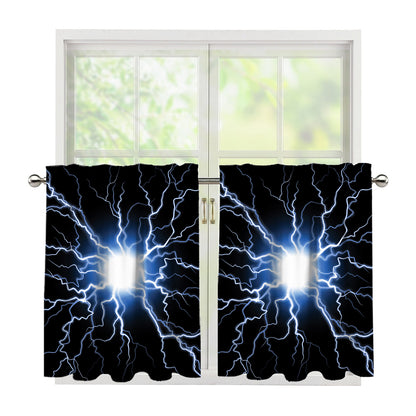 Lightning Spark Print Tier Curtains