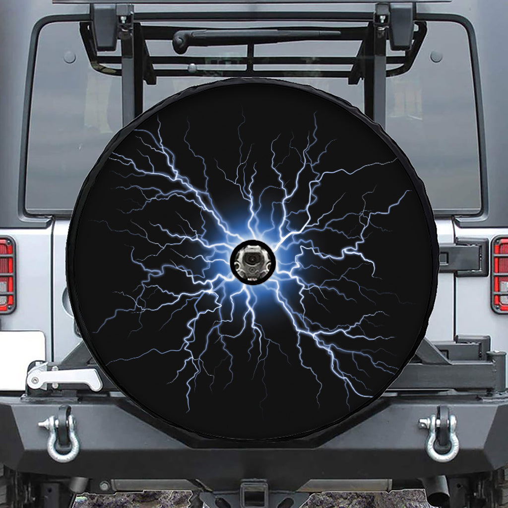 Lightning Spark Print Tire Cover With Camera Hole
