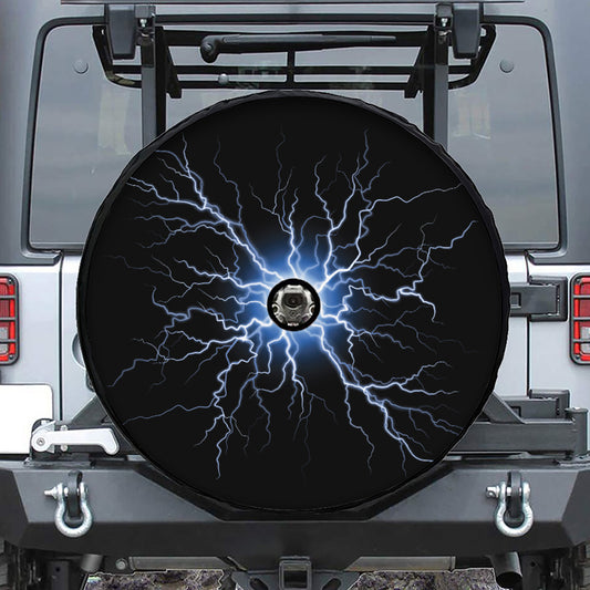 Lightning Spark Print Tire Cover With Camera Hole