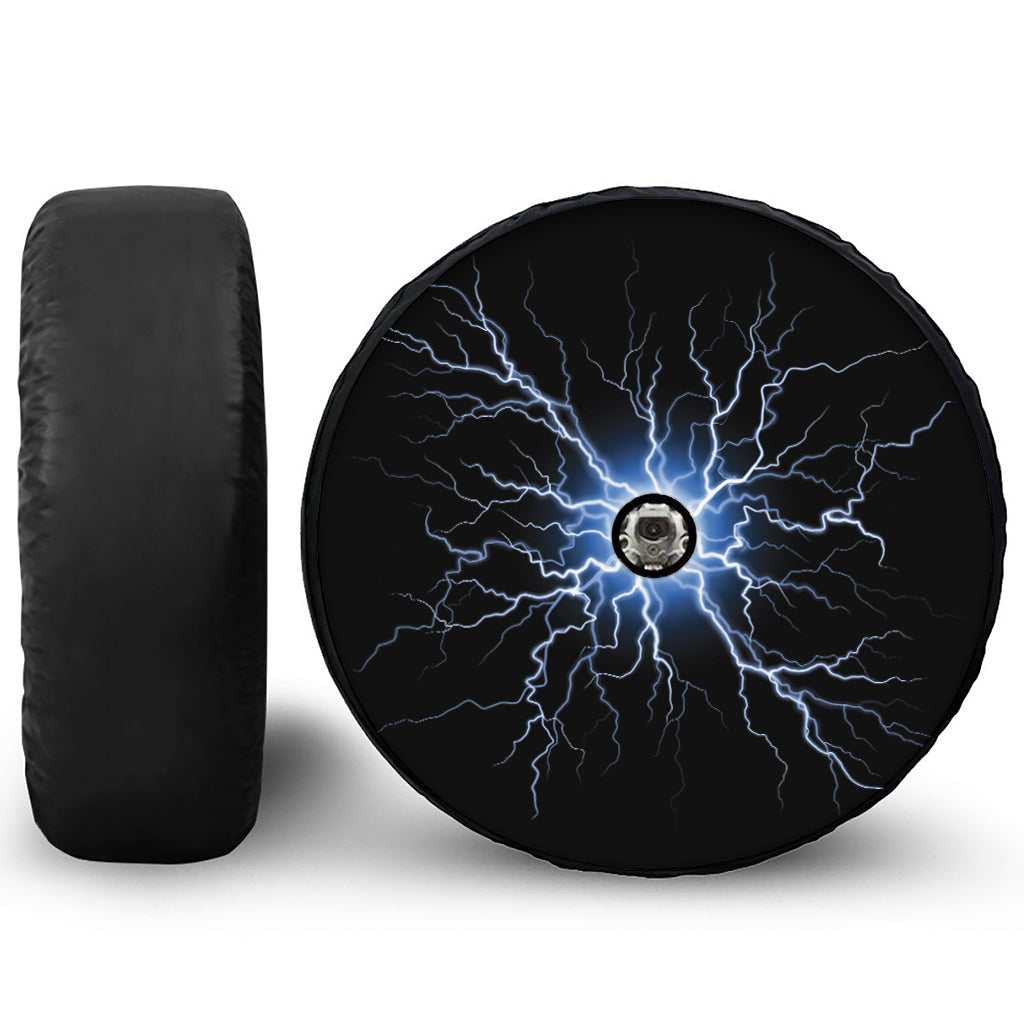 Lightning Spark Print Tire Cover With Camera Hole