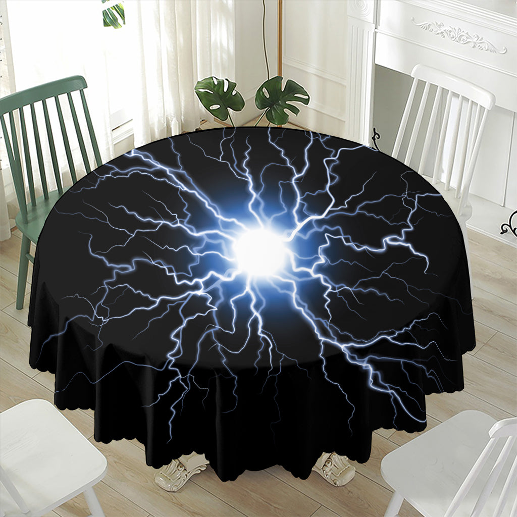 Lightning Spark Print Waterproof Round Tablecloth