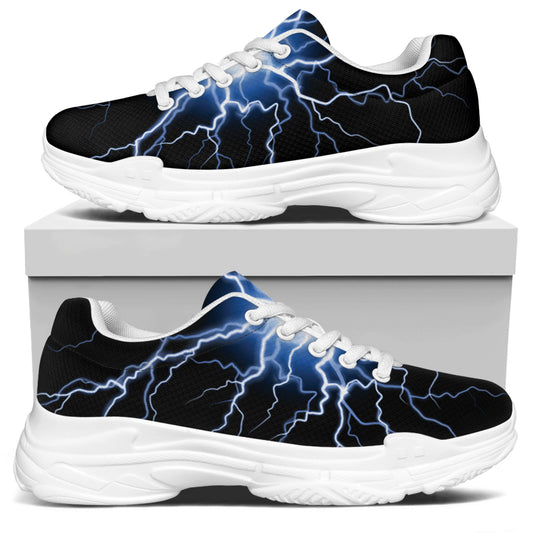 Lightning Spark Print White Chunky Shoes