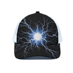 Lightning Spark Print White Mesh Trucker Cap