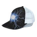 Lightning Spark Print White Mesh Trucker Cap