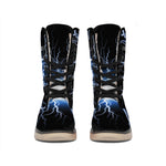 Lightning Spark Print Winter Boots