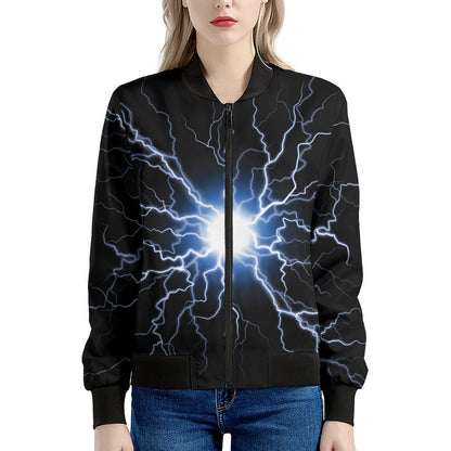 Lightning Spark Print Women's Bomber Jacket