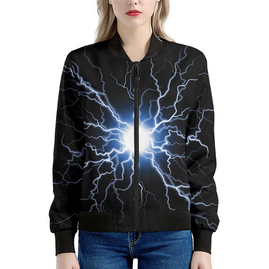 Lightning Spark Print Women's Bomber Jacket