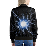 Lightning Spark Print Women's Bomber Jacket