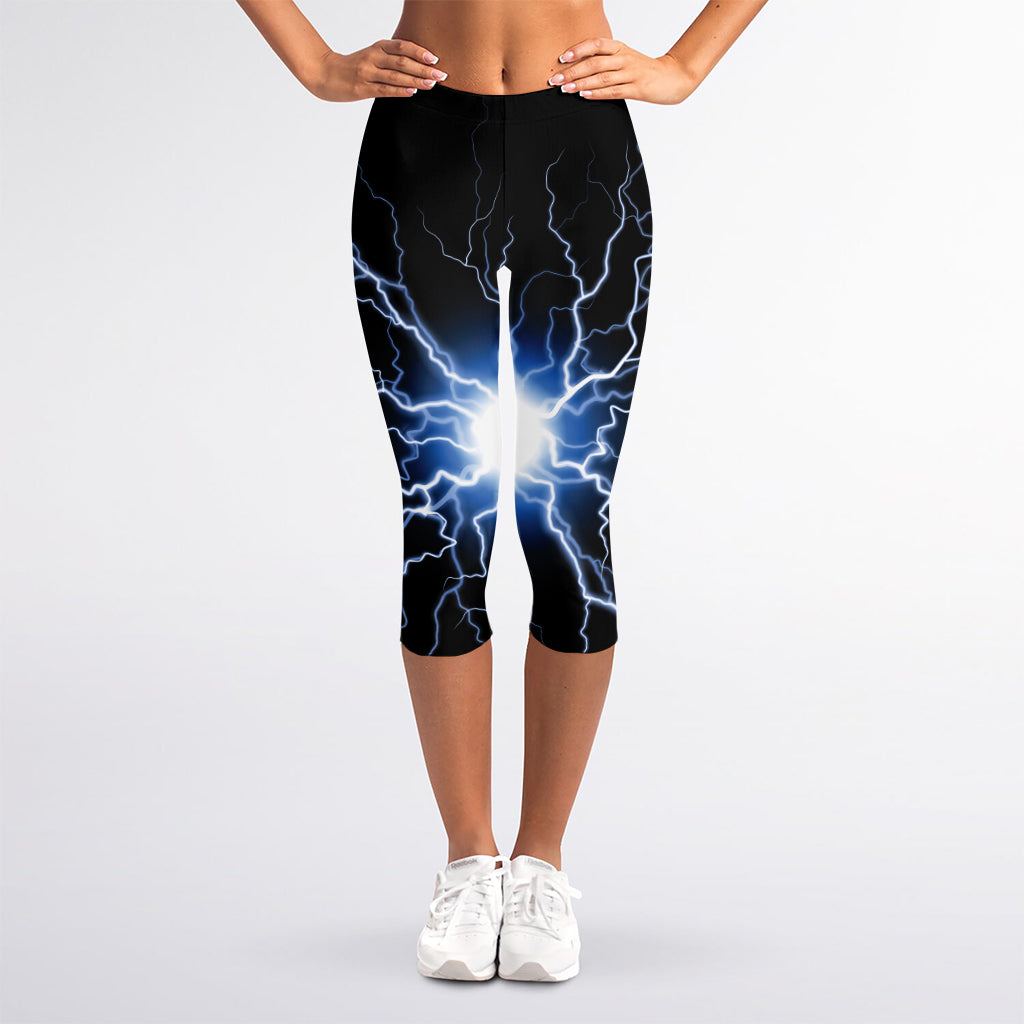 Lightning Spark Print Women's Capri Leggings