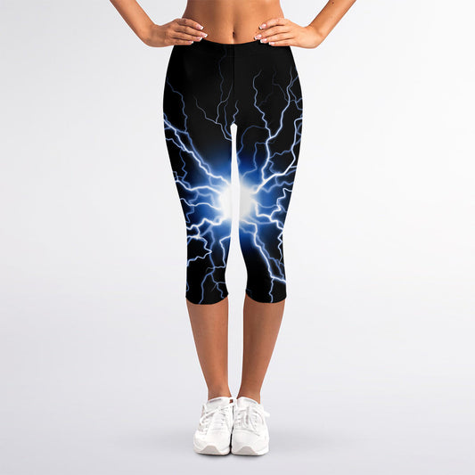 Lightning Spark Print Women's Capri Leggings