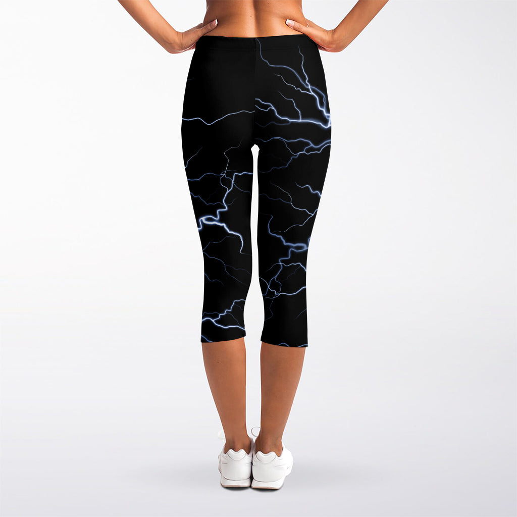 Lightning Spark Print Women's Capri Leggings