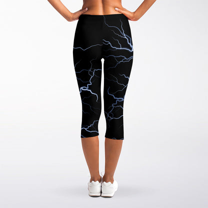 Lightning Spark Print Women's Capri Leggings