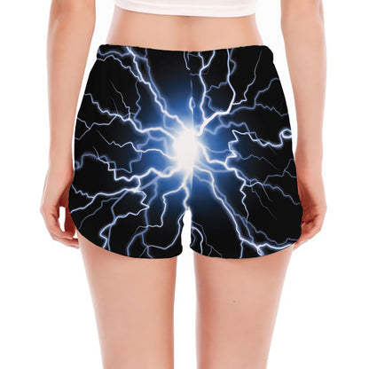 Lightning Spark Print Women's Split Running Shorts