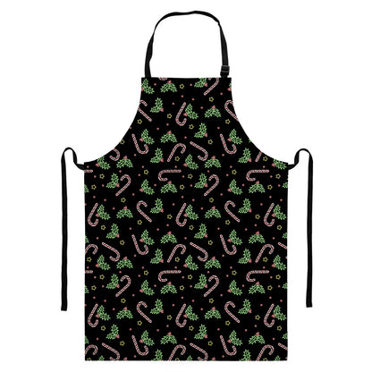 Lights Christmas Pattern Print Bib Apron With Pocket