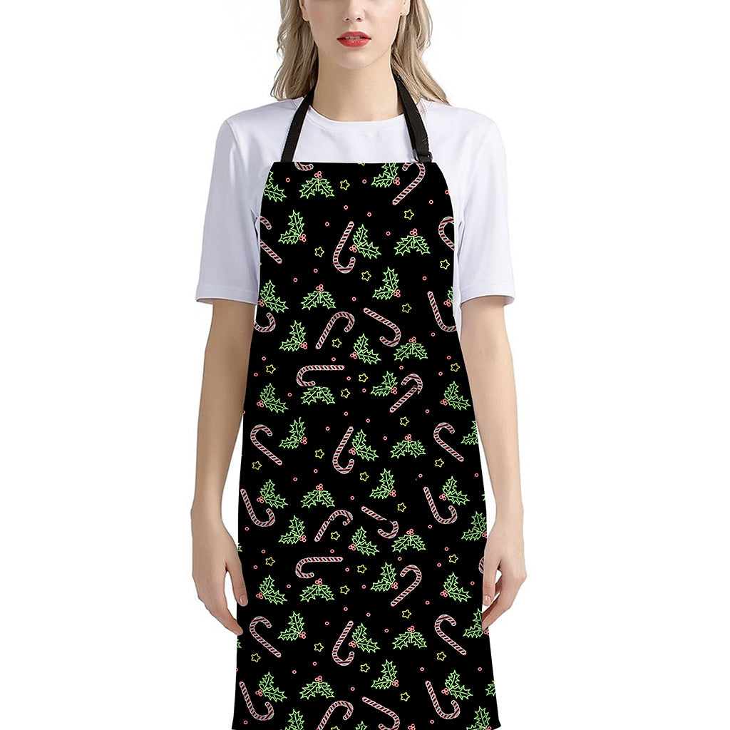 Lights Christmas Pattern Print Bib Apron With Pocket