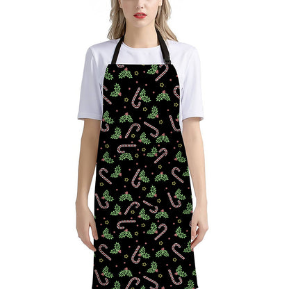 Lights Christmas Pattern Print Bib Apron With Pocket
