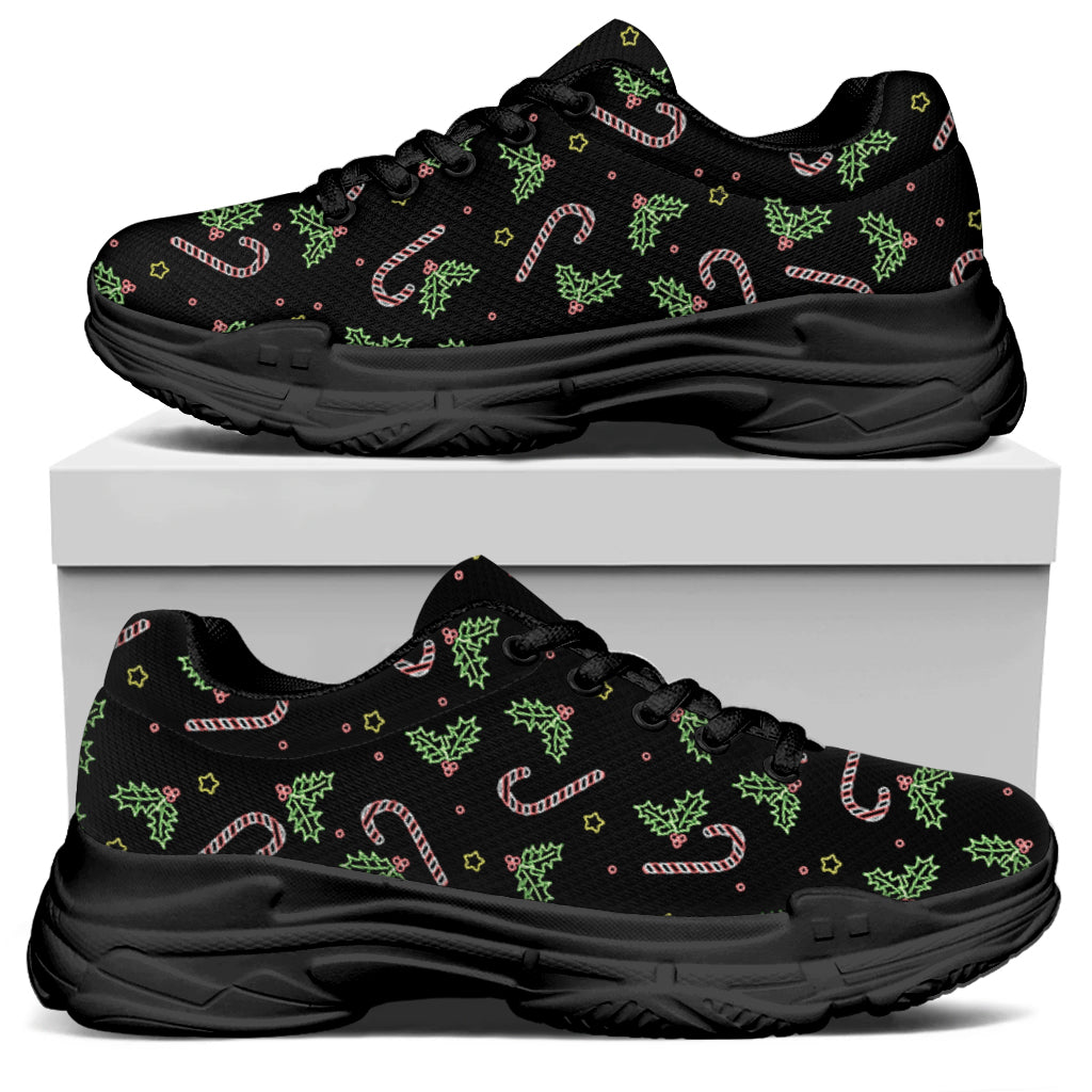 Lights Christmas Pattern Print Black Chunky Shoes
