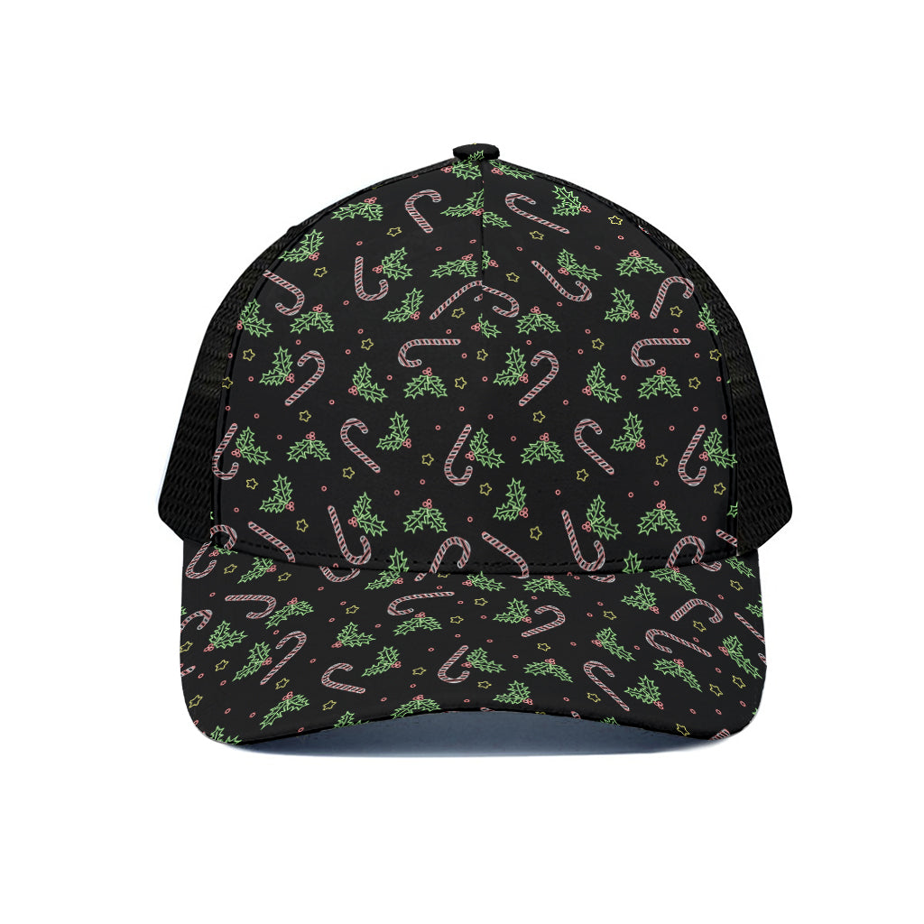 Lights Christmas Pattern Print Black Mesh Trucker Cap