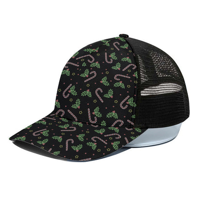 Lights Christmas Pattern Print Black Mesh Trucker Cap