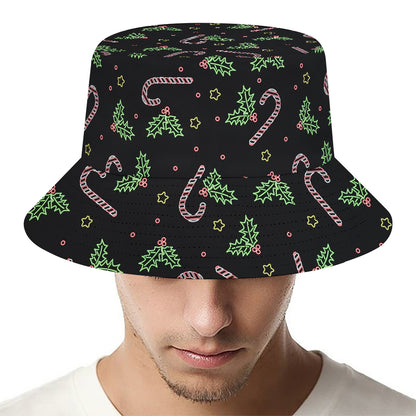 Lights Christmas Pattern Print Bucket Hat