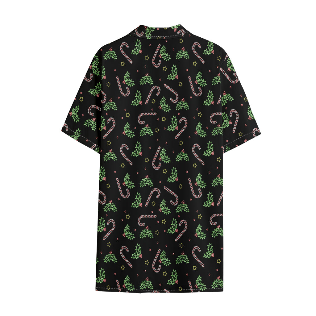 Lights Christmas Pattern Print Cotton Hawaiian Shirt