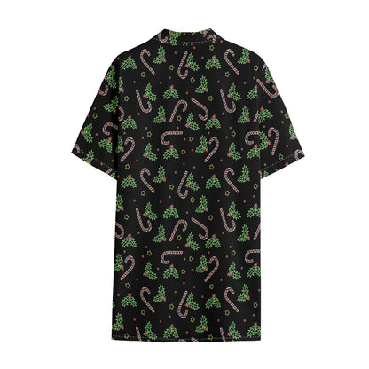 Lights Christmas Pattern Print Cotton Hawaiian Shirt