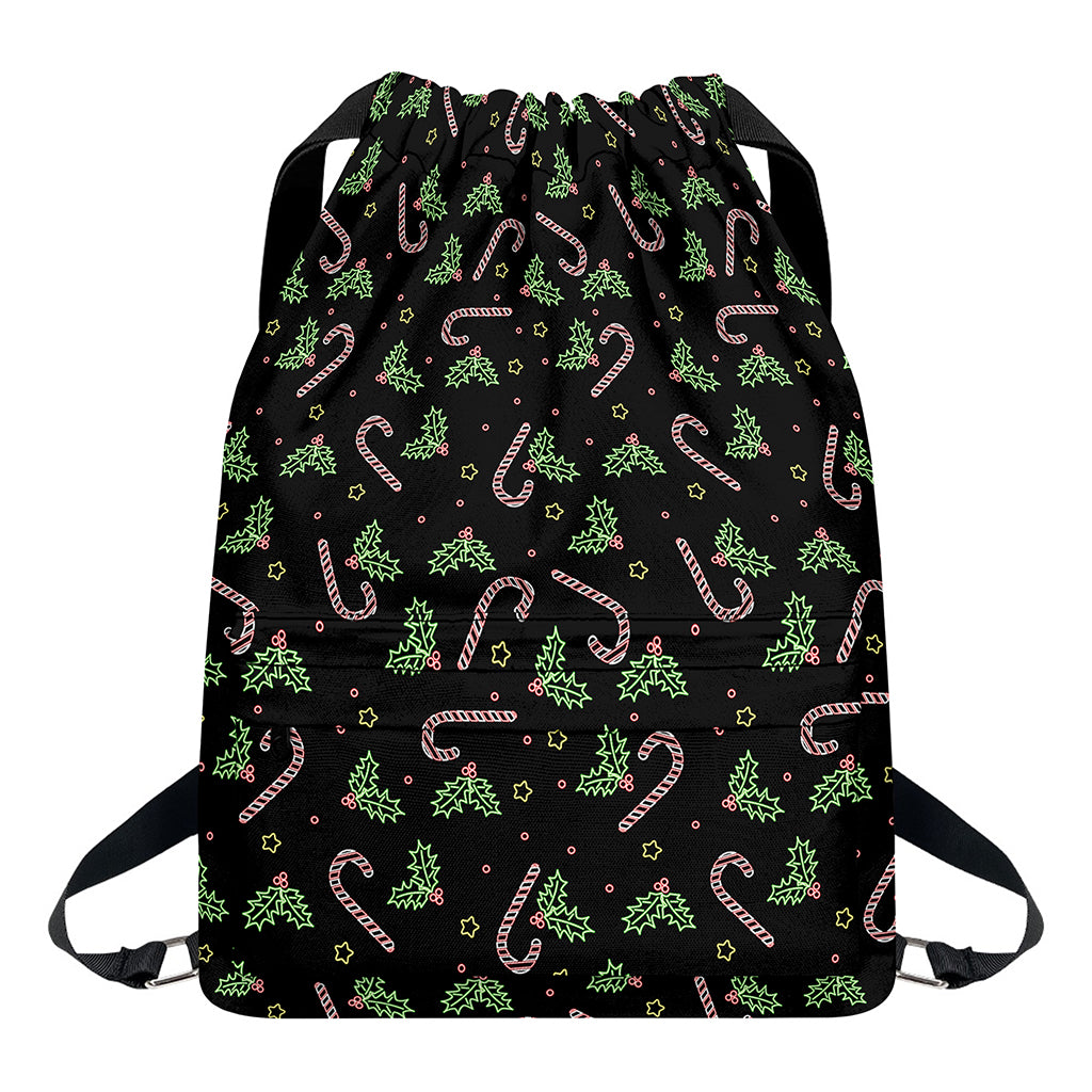 Lights Christmas Pattern Print Drawstring Backpack
