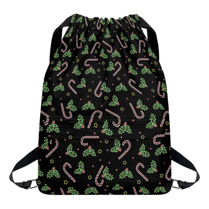 Lights Christmas Pattern Print Drawstring Backpack