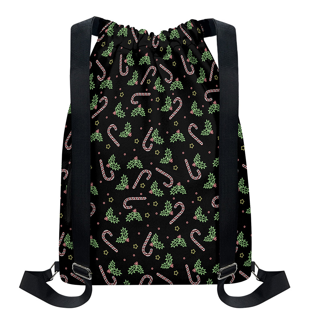 Lights Christmas Pattern Print Drawstring Backpack