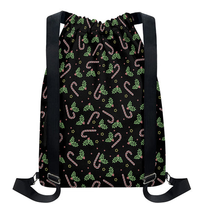 Lights Christmas Pattern Print Drawstring Backpack