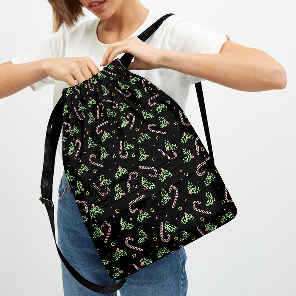 Lights Christmas Pattern Print Drawstring Backpack